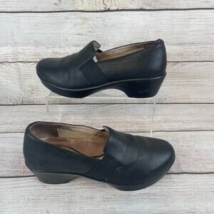 Dansko Black Leather Clogs Mules